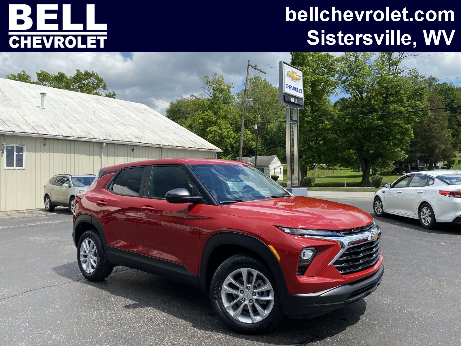 2026 Chevrolet Trailblazer LS in Apex Red — front three-quarter view
